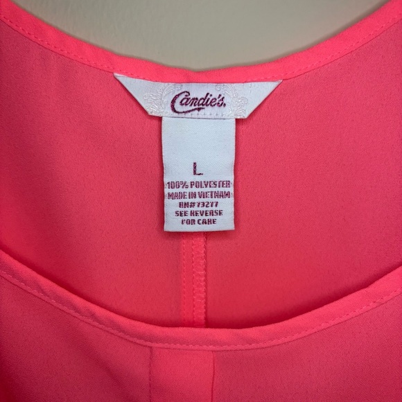 Candie’s Women’s Bright Pink Tank Top Blouse with Tie Size L - Picture 5 of 8